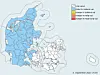 Kort over Danmark med varsel fra DMI