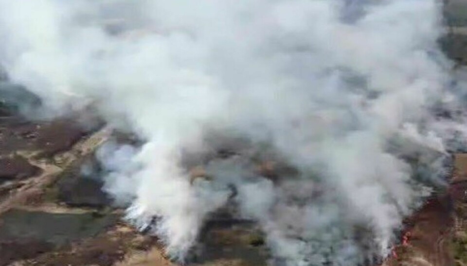 Dronebillede af branden