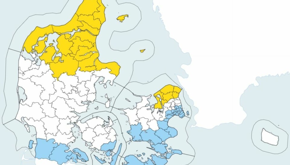 Skybrud og torden rammer Danmark