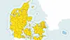 Varslet om voldsomt vejr – den gule farve – gælder for hele Danmark. Undtagen Bornholm, hvor der fortsat kun er risiko. Foto: DMI