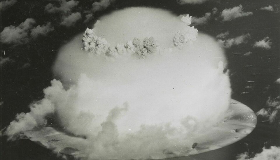 En paddehattesky rejser sig ved prøvesprængningen af et atomvåben ved Bikini Atollerne ved Marshall Islands i 1946. Billedet er udlånt af the U.S. Library of congress. (Arkivfoto)