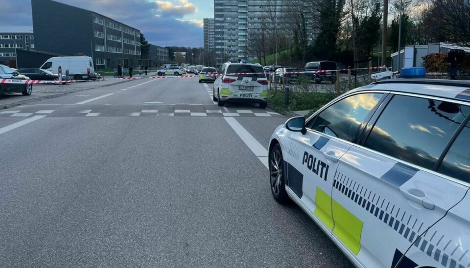 Der var fyldt med politi i højhuskvarteret i Brøndby kort efter skudepisoden.