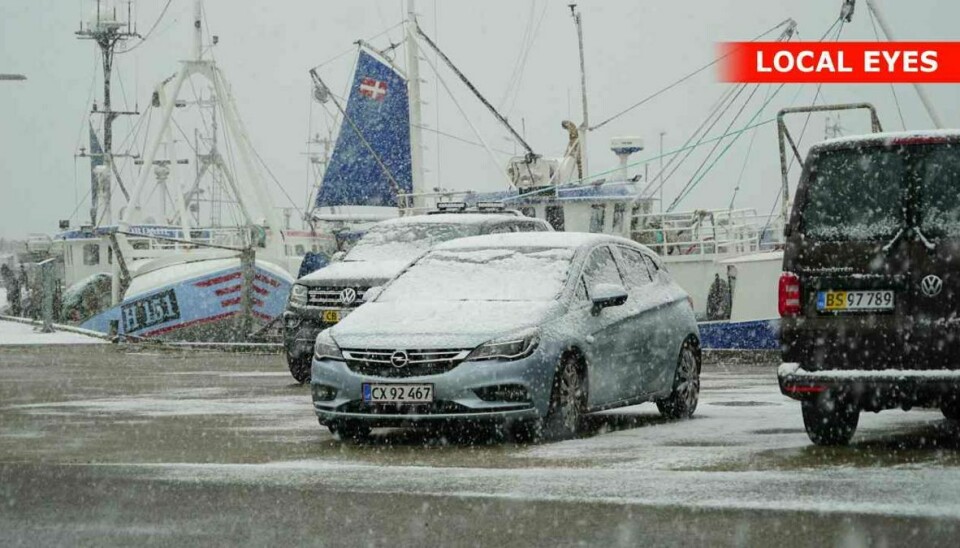 Gilleleje Havn er også ramt af snevejret.