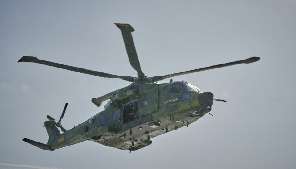 En af forsvarets Merlin EH 101 helikopter er i luften nord for Nørre Vorupør. En af forsvarets Merlin EH 101 helikopter er i luften nord for Nørre Vorupør.