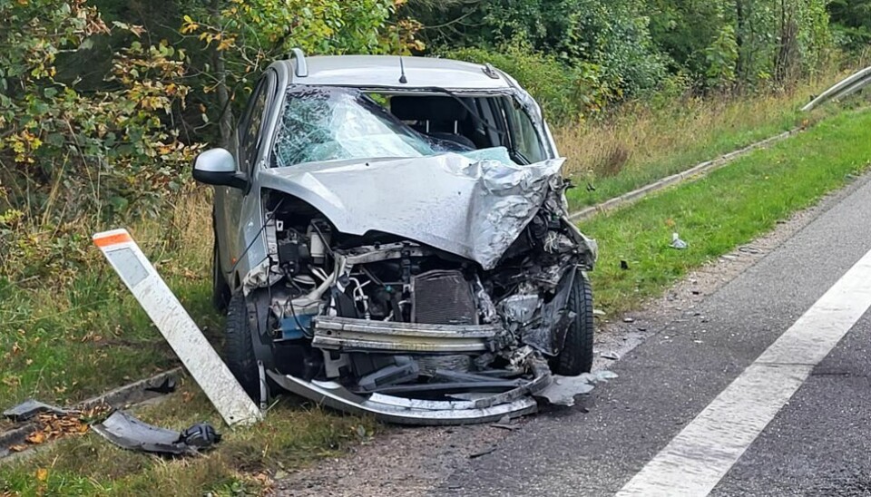 Voldsom ulykke på Hjulbyvej ved Nyborg.