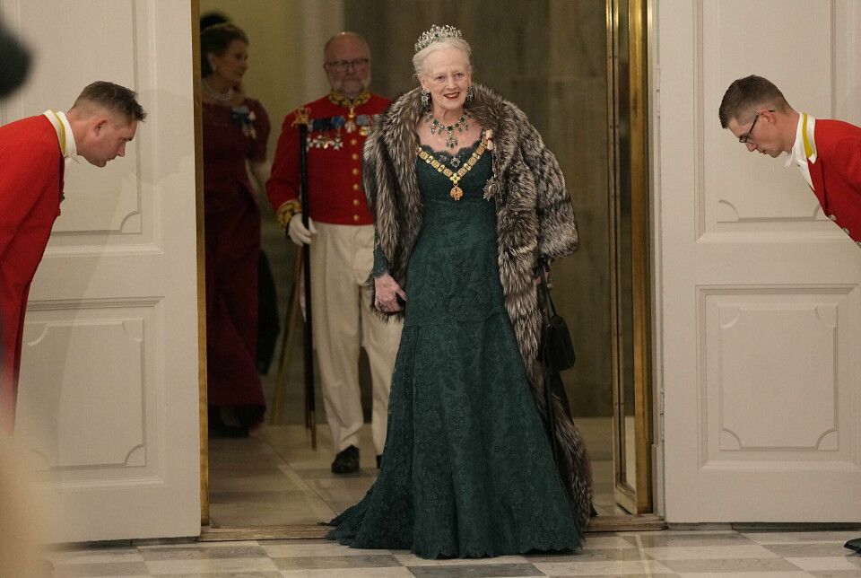 Dronning Margrethe ankom kort før det spanske kongepar til aftenens gallataffel.