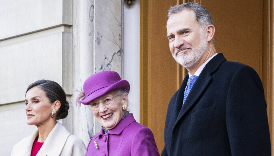 Dronning Margrethe ses her sammen med det spanske kongepar på Amalienborg mandag