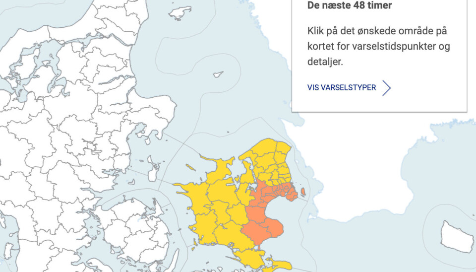 DMI advarer om kraftig regn her