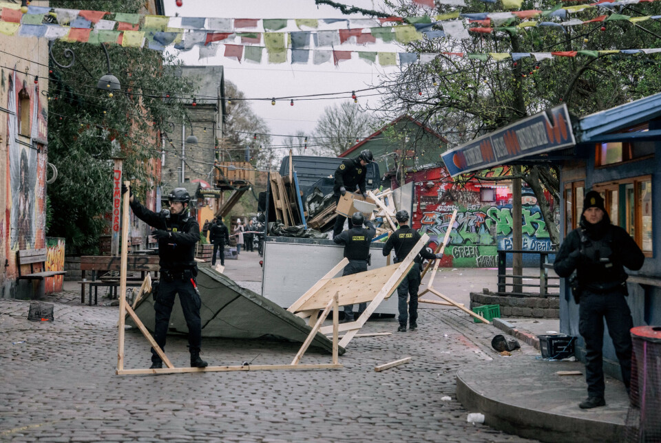 Pusher Street på Christiania blev også ryddet og midlertidigt lukket i november. (Arkivfoto).