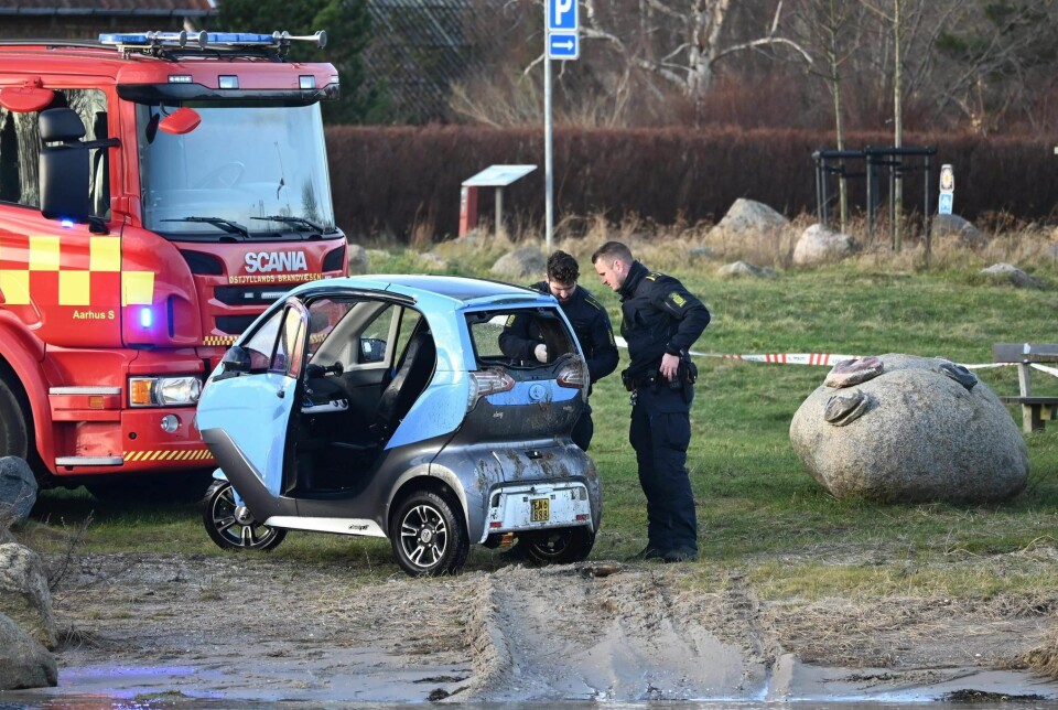 Det var i denne kabinescooter ved Norsminde Havn ved Odder i Østjylland ulykken skete.