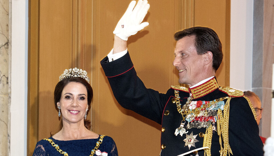 Prinsesse Marie og prins Joachim ses her til nytårstaffel- og kur i Christian VII's Palæ, Amalienborg Slot, mandag den 1. januar