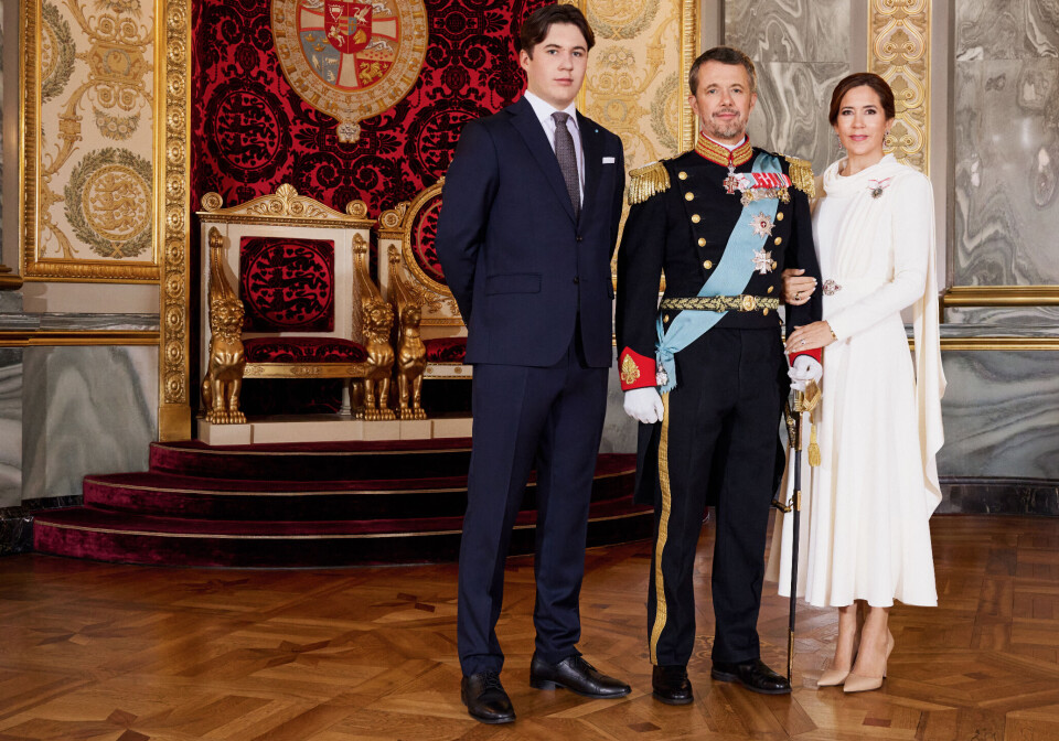 Kronprins Christian, kong Frederik X og dronning Mary.