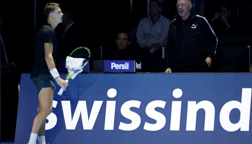 Boris Becker og Holger Rune ses her under en turnering i Basel i oktober sidste år. (Arkivfoto).