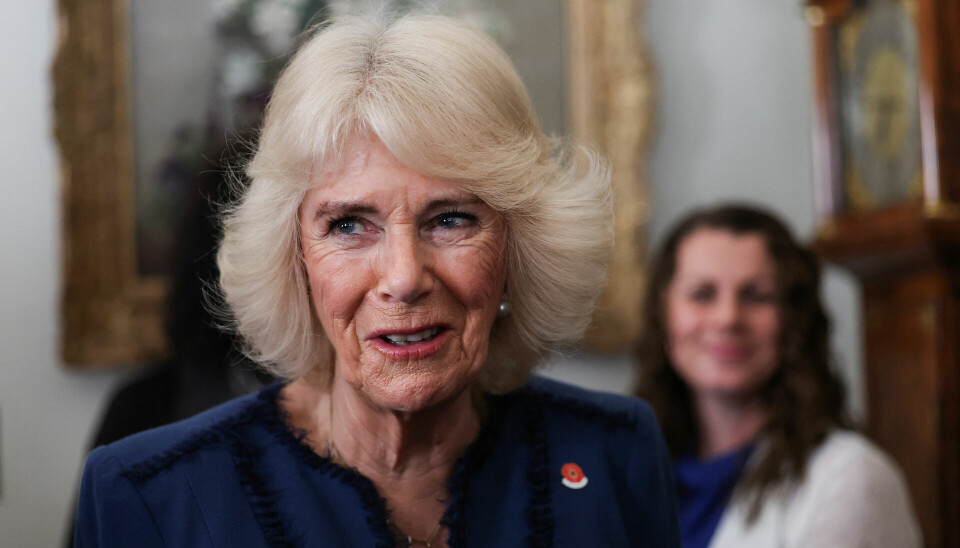 Dronning Camilla ses her ved receptionen i Clarence House torsdag.