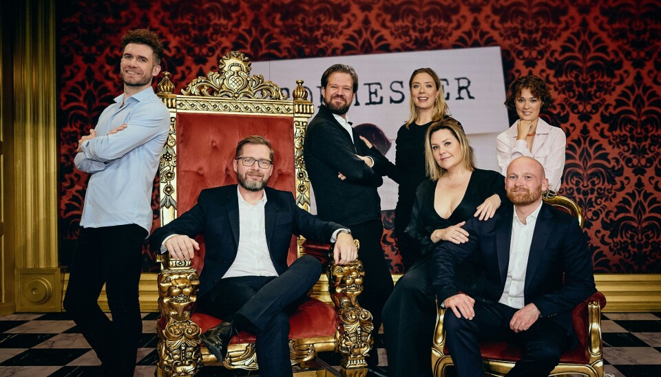 'Stormester'-holdet anno 2024 består af, fra venstre, Jacob Taarnhøj, Lasse Rimmer, Thomas Warberg, Sofie Jo Kaufmanas, Linda P, Mark Le Fêvre og Eva Jin