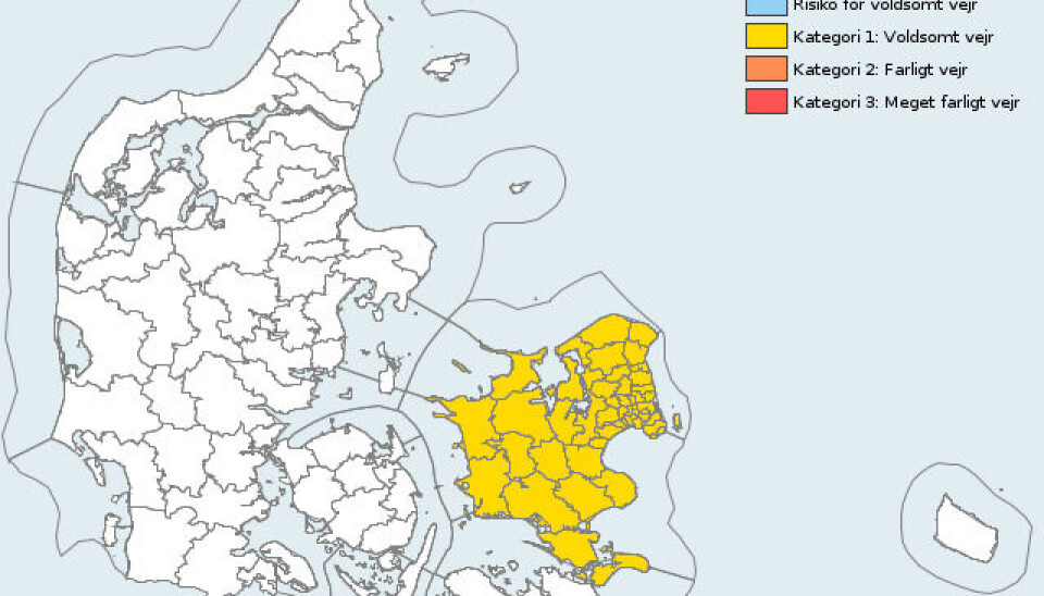 DMIs varsel gælder hele Sjælland.