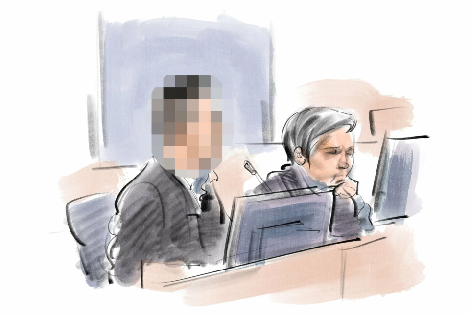Retstegning fra Retten i Næstved. Den tiltalte nægter sig skyldig i et overfald på en 15-årig pige og i at have dræbt 17-årige Emilie Meng. Han erkender nogle af de forbrydelser, han er tiltalt for i relation til en 13-årig pige.