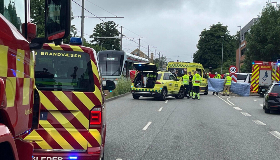 Der har lørdag været en ulykke med letbanen på Nørrebrogade i Aarhus.