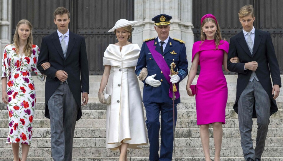Prinsesse Eleonore, Prins Gabriel, Dronning Mathilde of Kong Philippe, kronprinsesse Elisabeth og prins Emmanuel ankommer til OL i Paris den 25. juli.