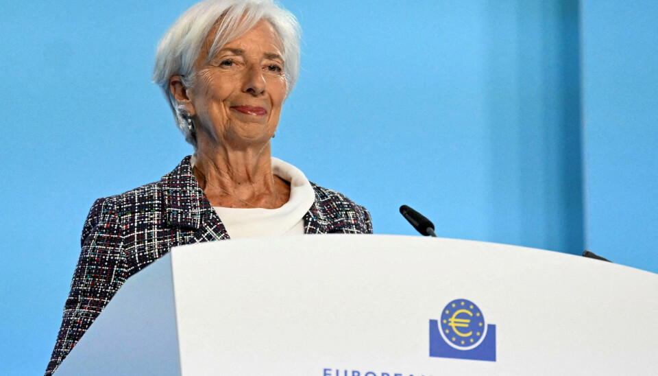 Den Europæiske Centralbank med franske Christine Lagarde i spidsen har torsdag sænket renten. Det er anden gang i år, efter at den var kommet op i et rekordhøjt niveau. (Arkivfoto).