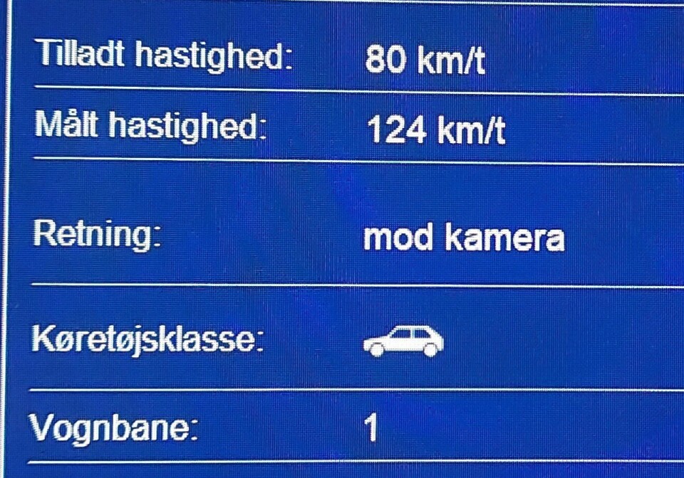Dagens hurtigste bilist blev målt til 124 kilometer i timen.