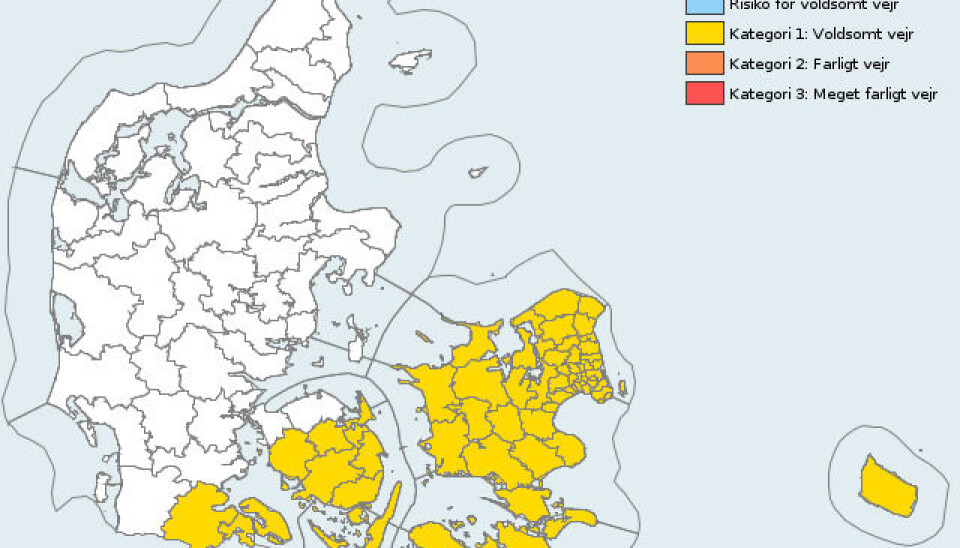 DMI varsler voldsomt vejr.