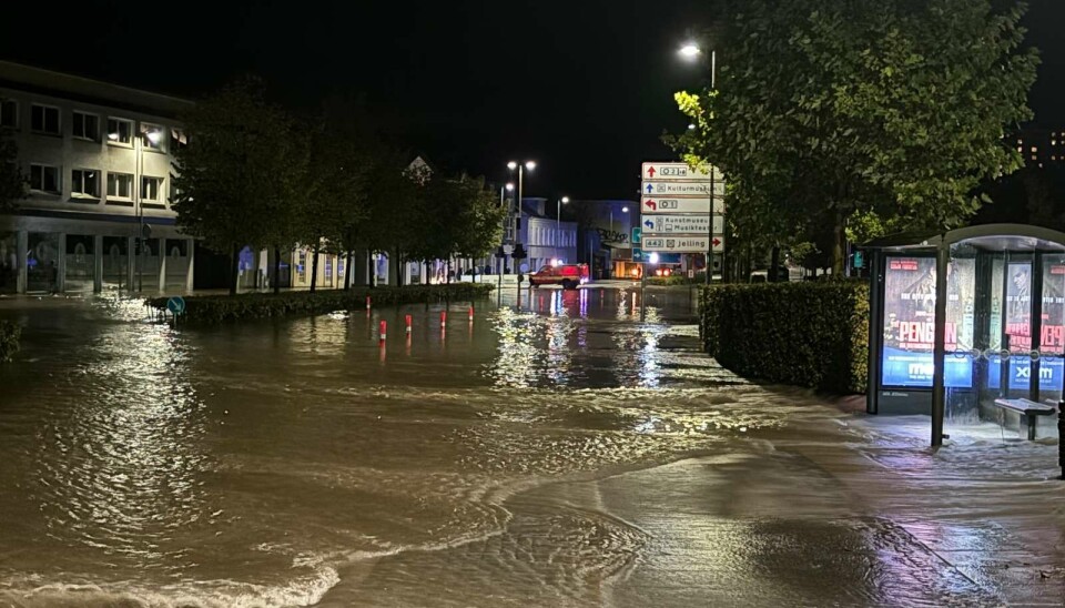 Vejle Midtby blev ramt af massive oversvømmelser på grund af det kraftige regnvejr.