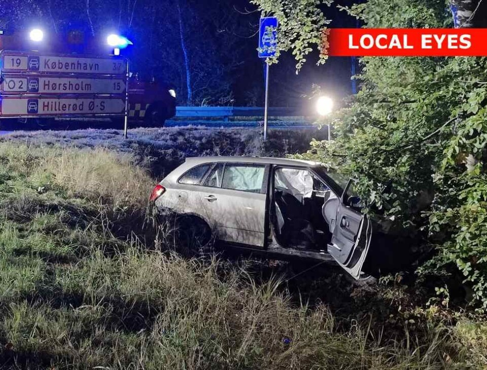 Den 32-årige blev fløjet med lægehelikopter til Rigshospitalet efter den alvorlige ulykke.