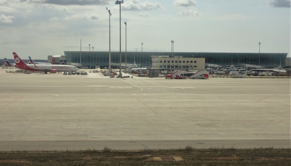 Mallorca lufthavn, her hvor finansmanden angiveligt havde drukket 3 glas champagne inden flyet lettede.