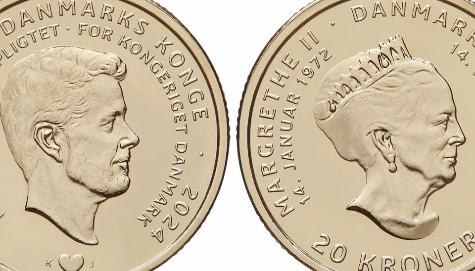 Portrætterne af kong Frederik og dronning Margrethe er udarbejdet af billedhugger Eva Hjort. Mønten er designet af Nationalbankens designchef, Jeanette Skov Jensen.
