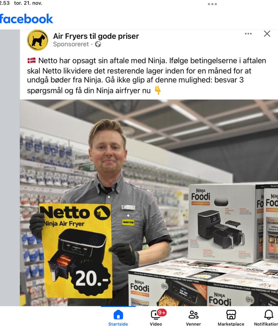 Det er annoncer som denne, der nu florerer og altså er falske.