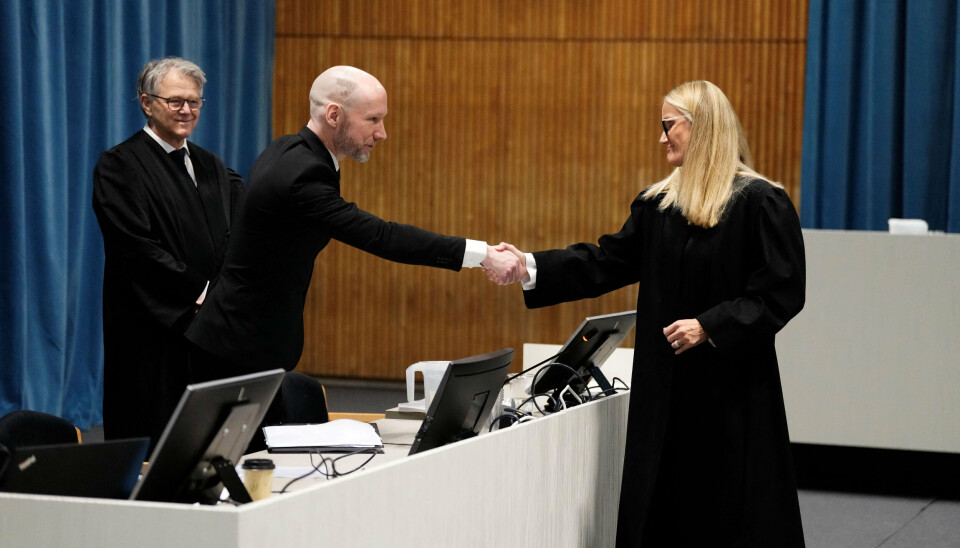 Anders Breivik har to gange fået afvist at et ønske om at blive prøveløsladt. Her ses han i retten den 19. november. (Arkivfoto).