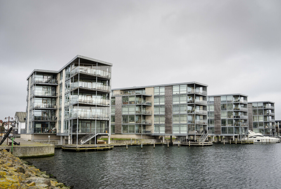 Sådan ser de ud, de fire etagebygninger på Vesterhavn i Nyborg, der torsdag blev evakueret. (Arkivfoto).