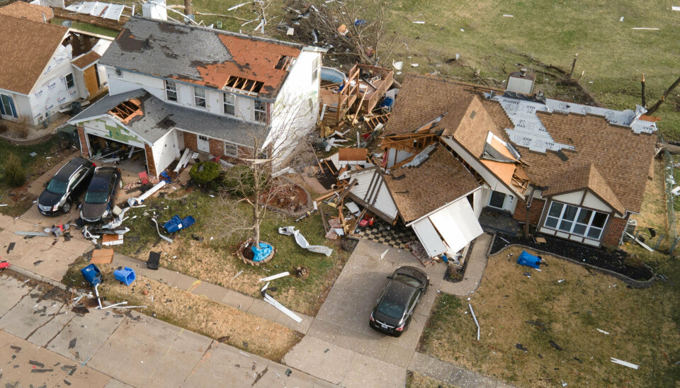 Tornadoer har fredag og lørdag ødelagt adskillige hjem i flere amerikanske stater som på billedet her i Missouri.