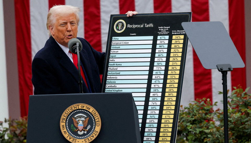 USA's præsident, Donald Trump, præsenterede sin såkaldt gensidige told i sidste uge foran Det Hvide Hus. (Arkivfoto).