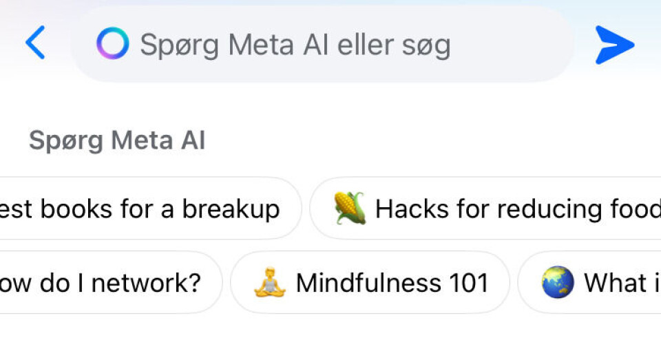 Sådan ser toppen af chatten ud på Messenger, hvis man har fået adgang til Meta AI.