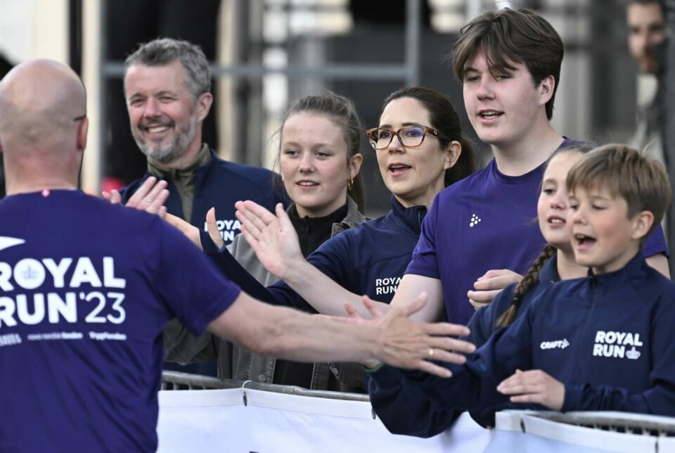 Frederik, Mary og børnene ses her ved Royal Run i København i 2023