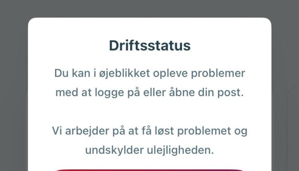 Det er denne besked brugerne på e-Boks får, når de forsøger at logge ind fredag formiddag.