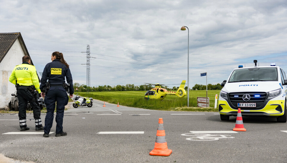 En helikopter blev tilkaldt i forbindelse med en ulykke på Næstved Landevej lørdag formiddag.