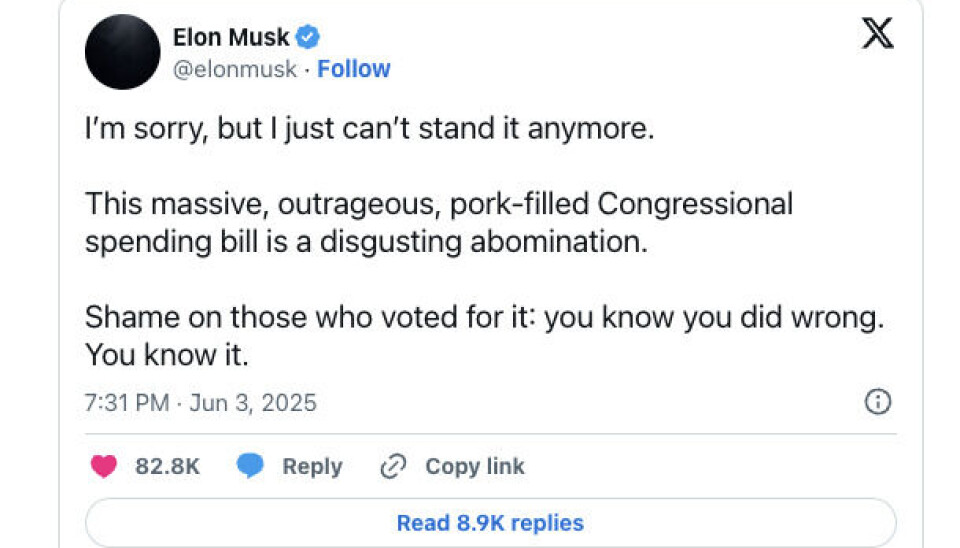 Musk sender en sviner til Trump