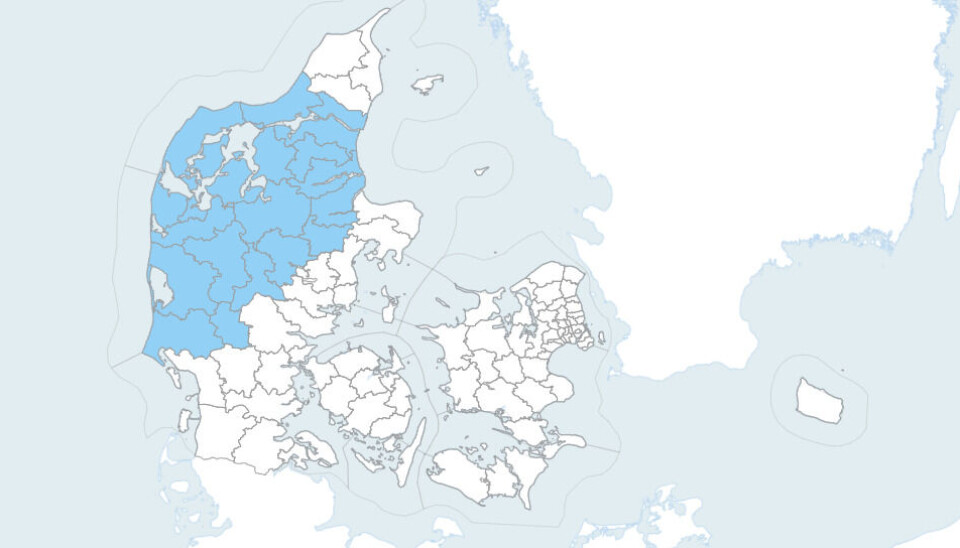 Her forventer DMI at den kraftige regn kommer til at lande i løbet af dagen