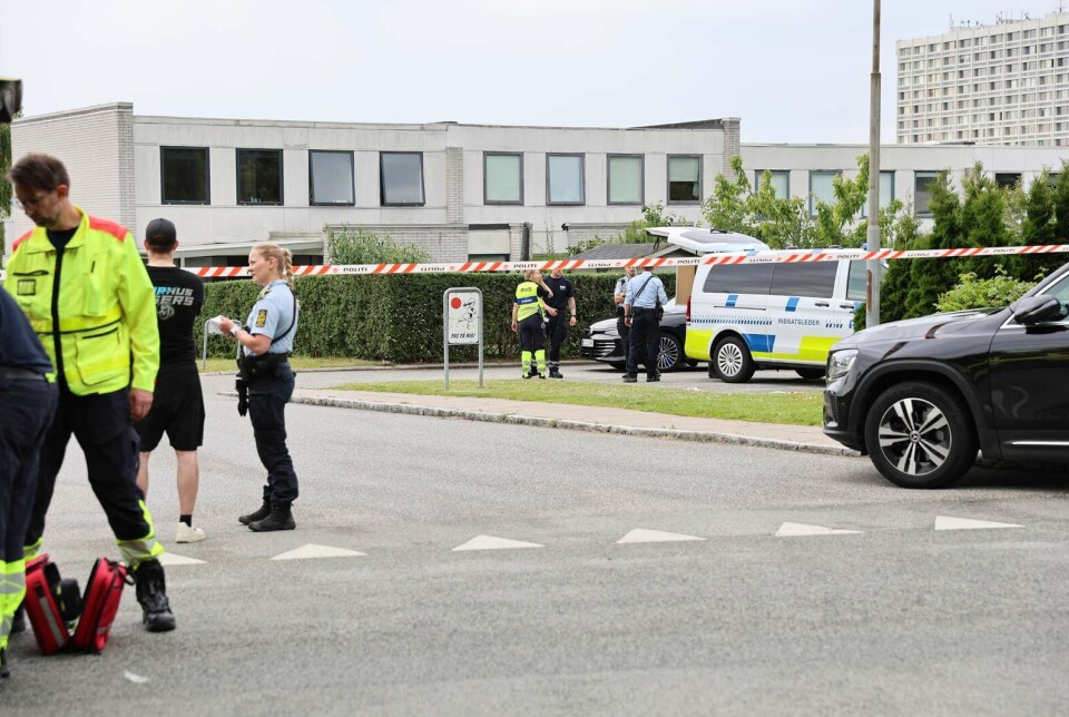En 50-årig kvinde er søndag død efter hun blev ramt af stik fra en skarp genstand.