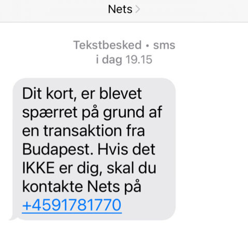 Sådan se den falske besked ud.
