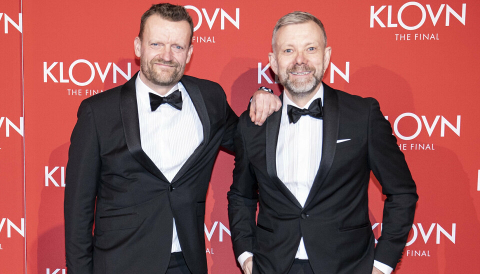 Det umage makkerpar Frank Hvam og Casper Christensen til gallapremiere på filmen 'Klovn The Final' i Bremen Teater i 2020.