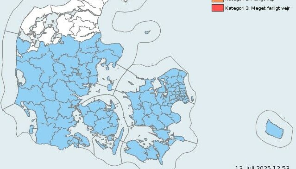 Kun det nordlige Jylland går fri af det voldsomme vejr.
