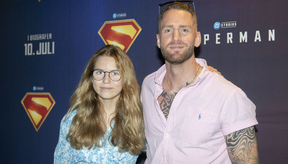 Sæþór Kristínsson med datteren Gloria til 'Superman'-premiere.