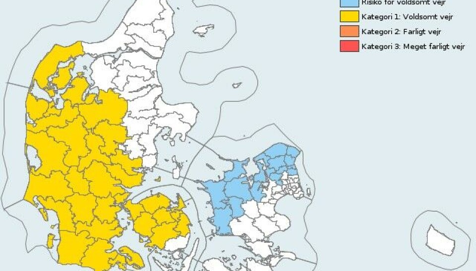 DMI varsler voldsomt vejr over Danmark fredag.