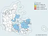 Kort over Danmark, der viser hvor der er tæt tåge