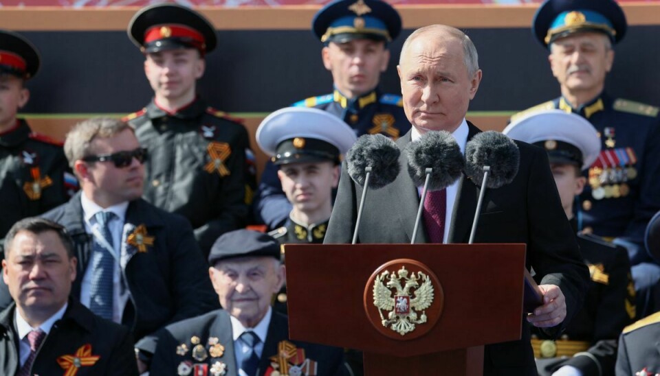 Ruslands præsident Vladimir Putin taler ved Sejrsdagen og militærparaden 9. maj på Den Røde Plads i Moskva.