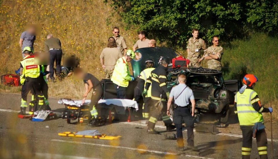 Voldsom ulykke på motorvejen.